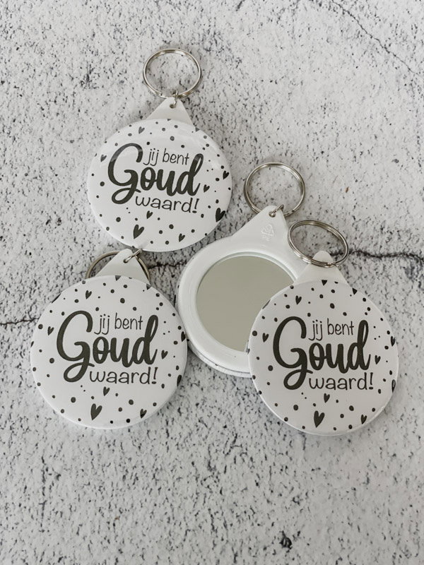 Sleutelhanger met spiegel - Jij bent goud waard