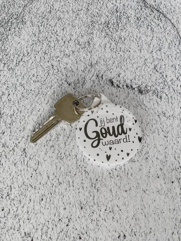Sleutelhanger met spiegel - Jij bent goud waard
