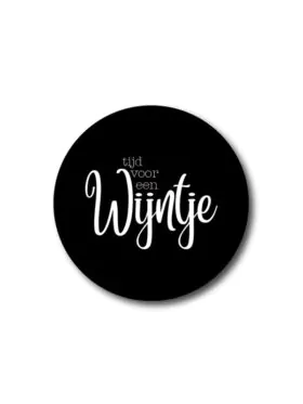 Onderzetter zwart - Tijd voor een Wijntje