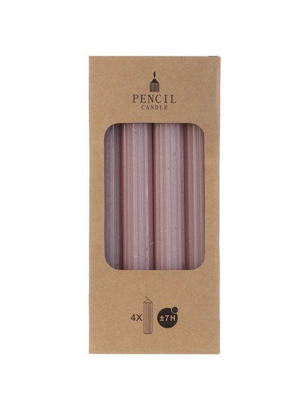 Potlood kaars oud roze / mauve Potlood kaarsen set van 4 - Mauve roze