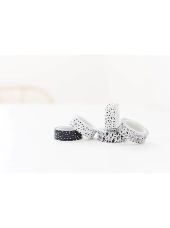 Washi tape - Wit met zwarte plusjes