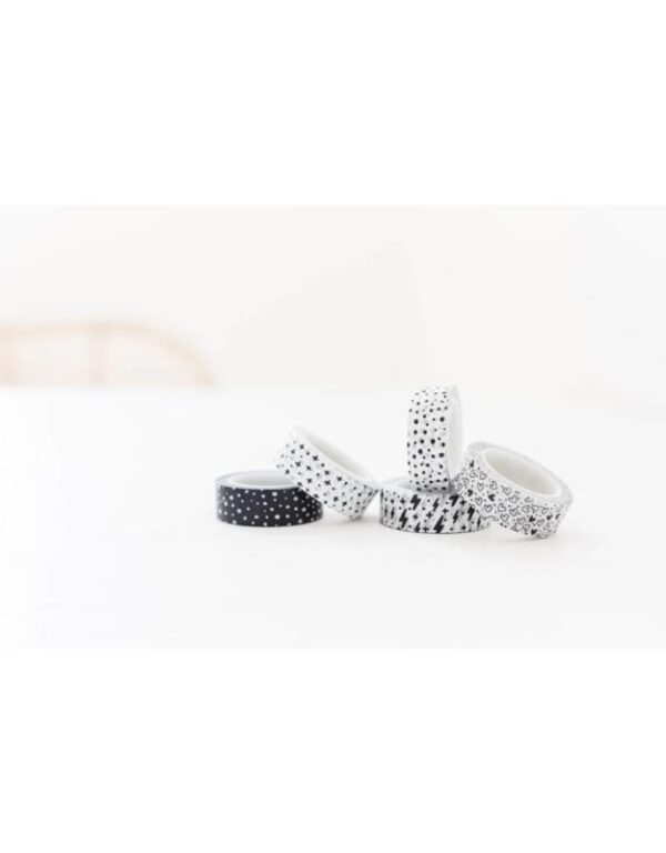 Washi tape - Wit met zwarte plusjes