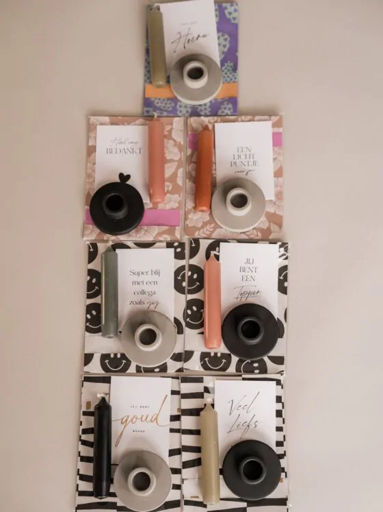 cadeautje met kandelaar en kaars