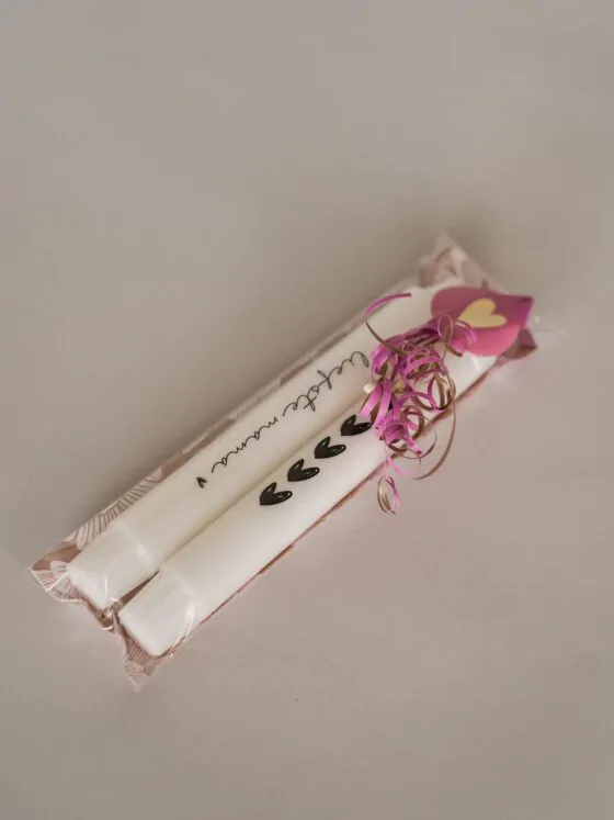 Cadeautje kaarsen - Liefste mama & hartjes