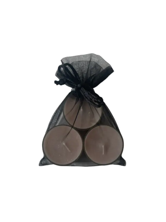 Waxinelichtjes 3 stuks in een zakje - Beige in transparante cup
