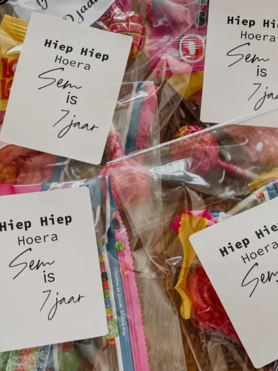 Stickers gepersonaliseerd - 5 stickers - Hiep Hiep hoera, 'Naam' is ... jaar!
