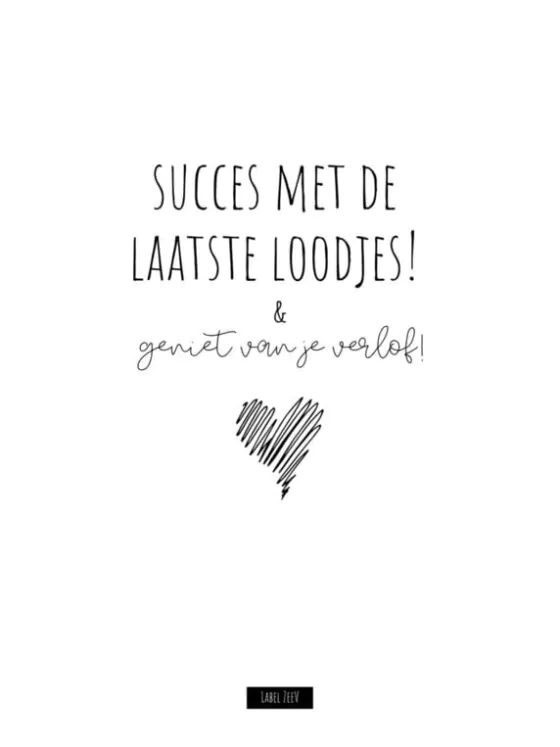 Ansichtkaart - Succes met de laatste loodjes! Geniet van je verlof