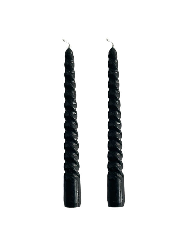 zwarte swirl kaarsen Swirl kaarsen - 2 Stuks - Zwart