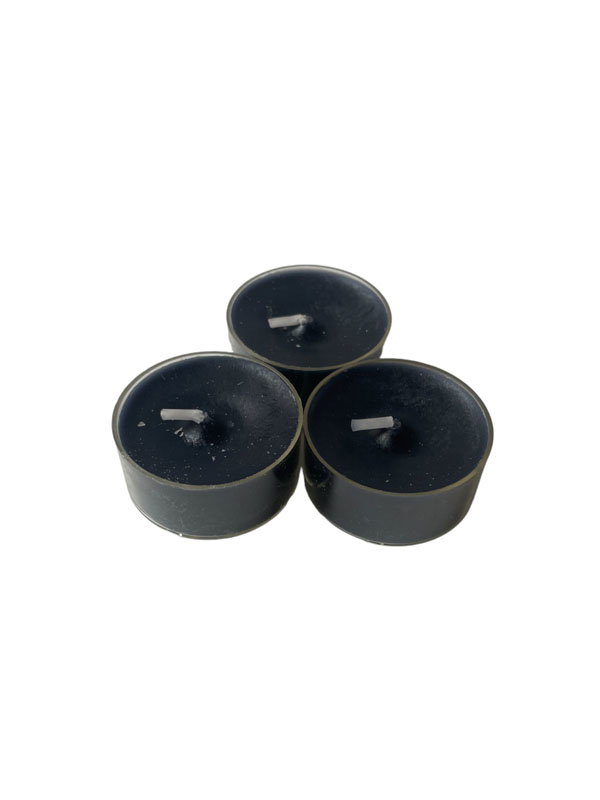 Waxinelichtjes 3 stuks in een zakje - Zwart in transparante cup