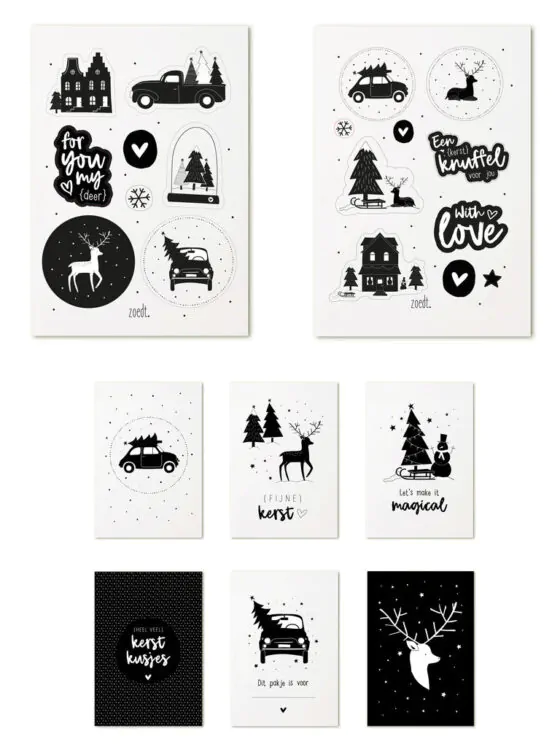 e22b0116666e5b66511257eaa1b4b95fbbe435f6 Kerst set cadeaukaartjes + cadeaustickers