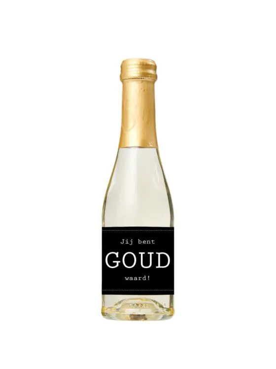 Secco fles met bladgoud -Jij bent Goud waard