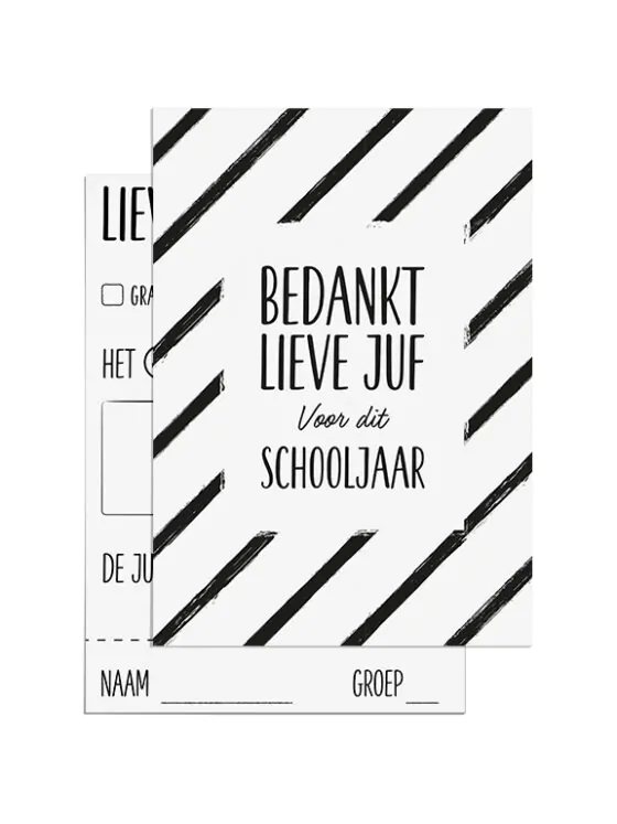 Ansichtkaart juf - Bedankt lieve juf voor dit schooljaar - Invul kaart