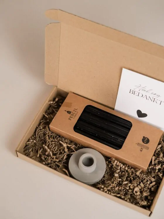 Brievenbus cadeau heel erg bedankt - Set potlood kaarsen en kandelaar
