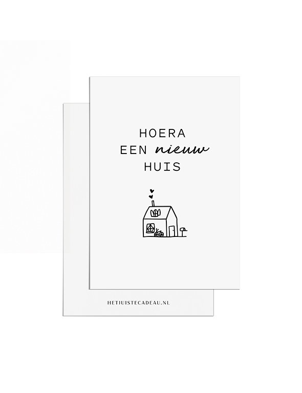 Hoera een nieuw huis cadeautje - A7kaartje en een sleutelhanger