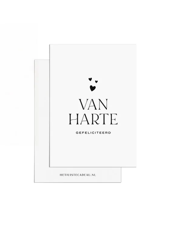 A7kaartje felicitatie - Van harte gefeliciteerd - Hartjes