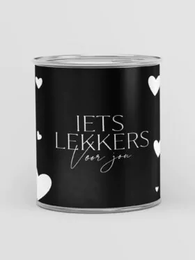 Blikje snoep - Kleine hartjes en de tekst; iets lekkers voor jou