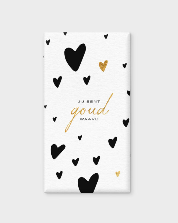 jij bent goud waard - chocoladereep Jij bent goud waard brievenbus cadeau - Notitieblok, pen, sleutelhanger & chocoladereep