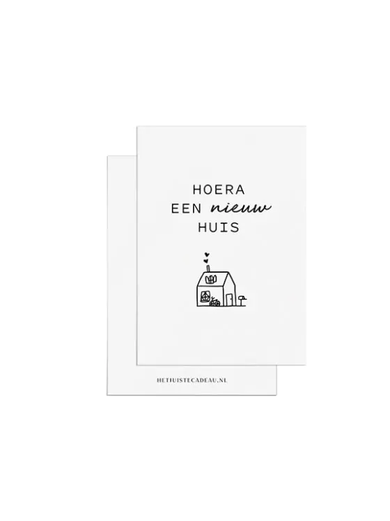 Minikaartje felicitatie - Hoera een nieuw huis