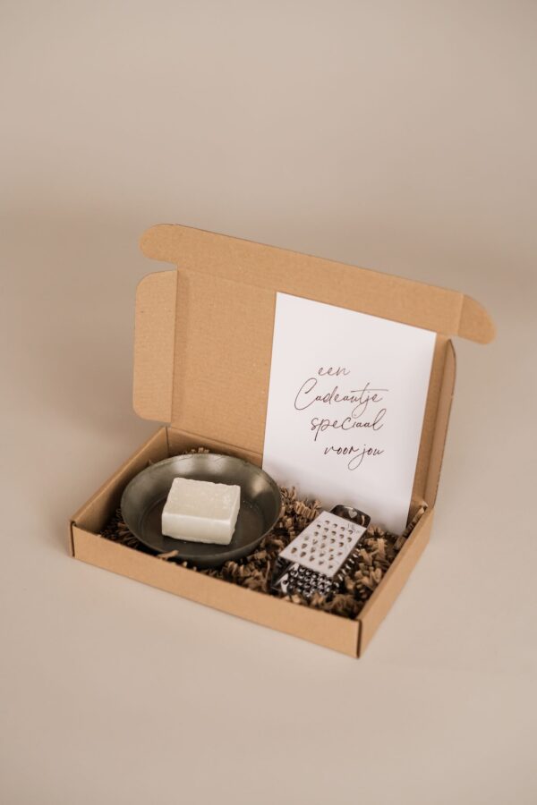 Een cadeautje speciaal voor jou - schaaltje, blokje en rasp