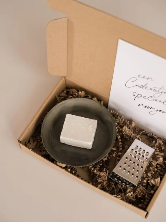 Een cadeautje speciaal voor jou - schaaltje, blokje en rasp