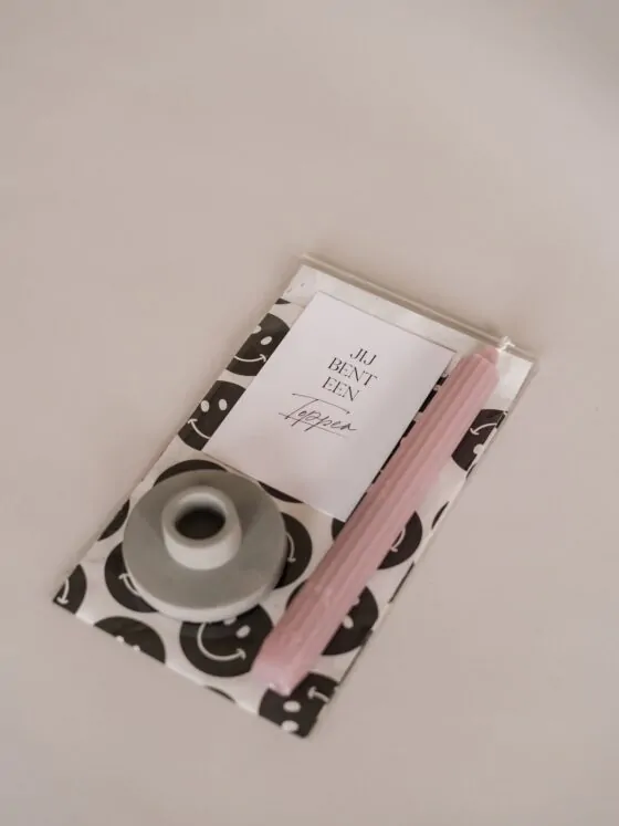 jij bent een topper - cadeautje met kandelaar en kaars