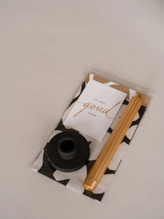 Jij bent GOUD waard - Cadeautje met kaars en kaartje