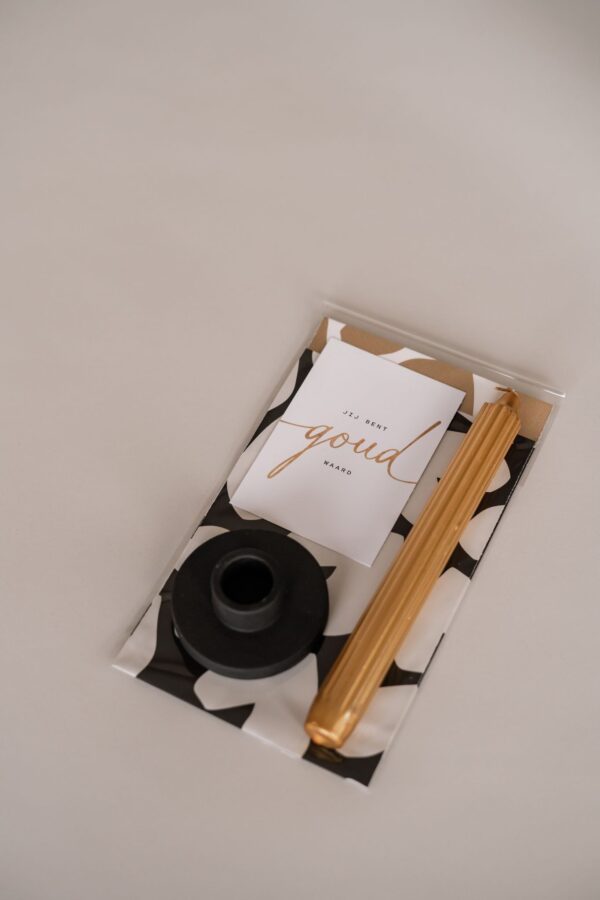 Jij bent GOUD waard - Cadeautje met kaars en kaartje