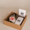 Lieve juf, je bent een topper cadeaupakket, geurbrander, hartjes amberblokje, waxinelichtjes, tony chocolonely chocoladereep, ansichtkaart