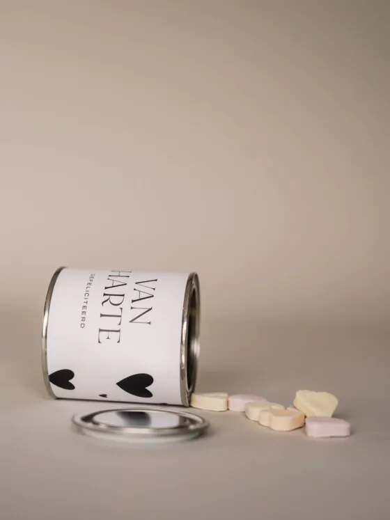 van harte gefeliciteerd blikje snoep cadeau