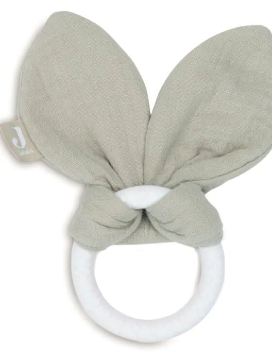 Bijtring Siliconen Bunny Ears olijf groen