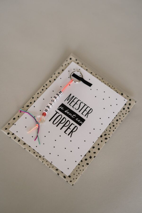 Meester cadeau - Sleutelhanger meester + ansichtkaart