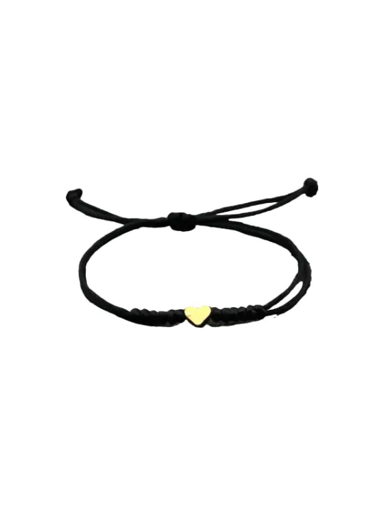 Armbandje - Zwart koord met een goud kleur hartje
