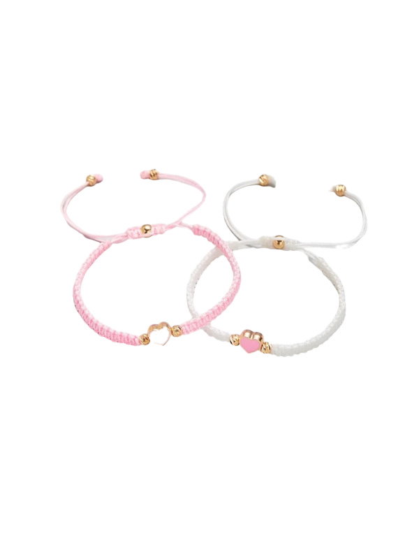 armbandjes roze en wit met een hartje armbandjes roze en wit met een hartje