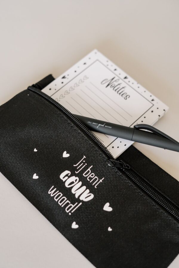 etui, notitieblok, pen