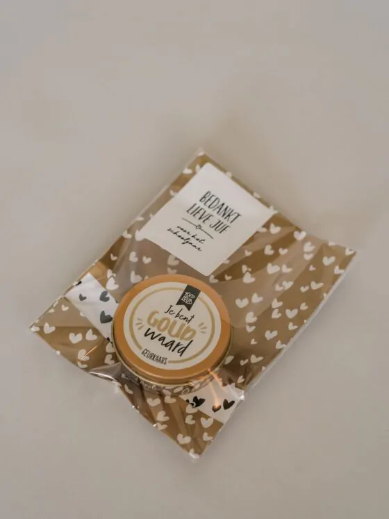 jij bent goud waard geurkaars, cadeau juf