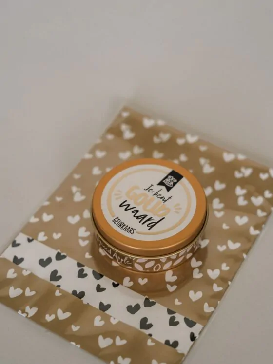 jij bent goud waard geurkaars, cadeau juf