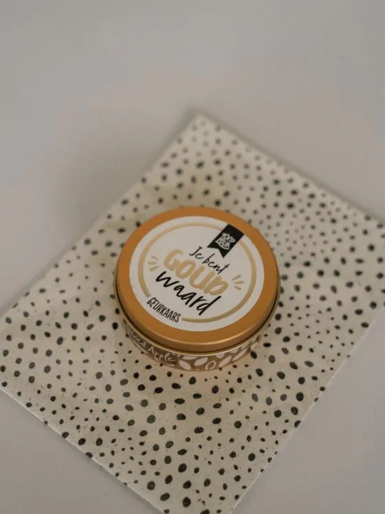 jij bent goud waard geurkaars, cadeau meester