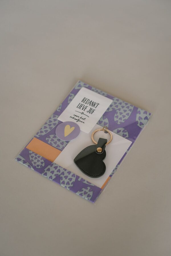 bedankt lieve juf sleutelhanger - roze hart