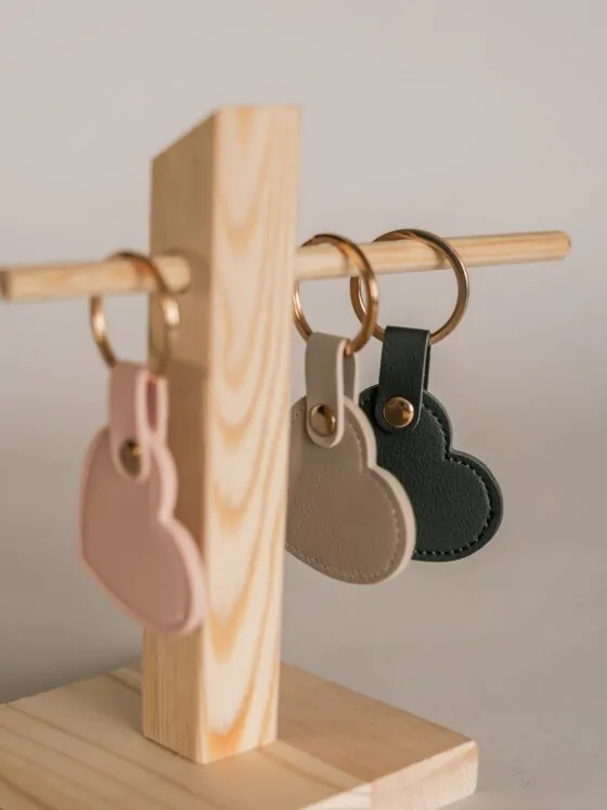 sleutelhanger hart leer