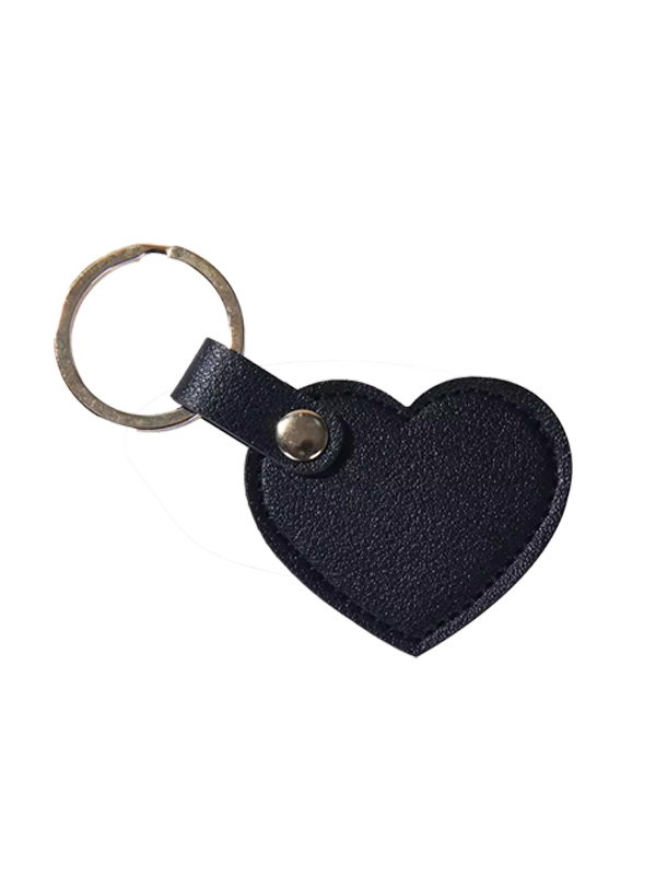 sleutelhanger zwart leer Sleutelhanger hart - Zwart