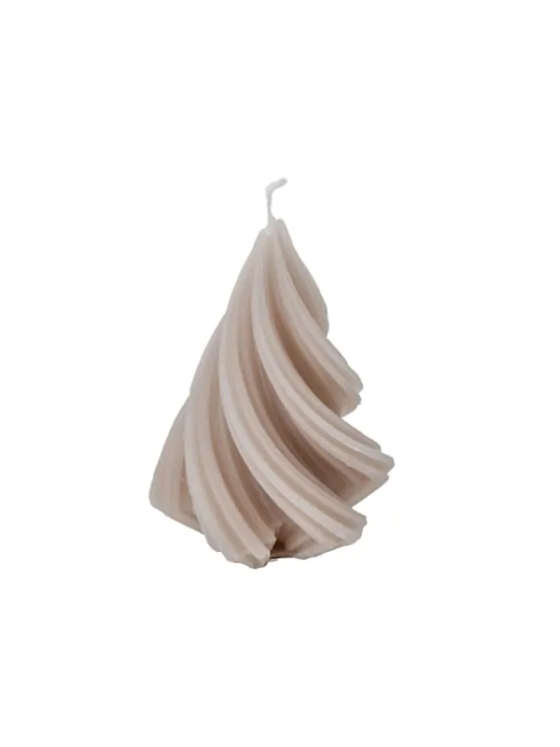 Kaars twist Dennenboom klein - Beige