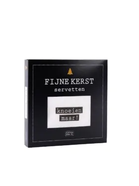 Fijne kerst servetten, knoeien maar! - Doos met bedrukte servetten