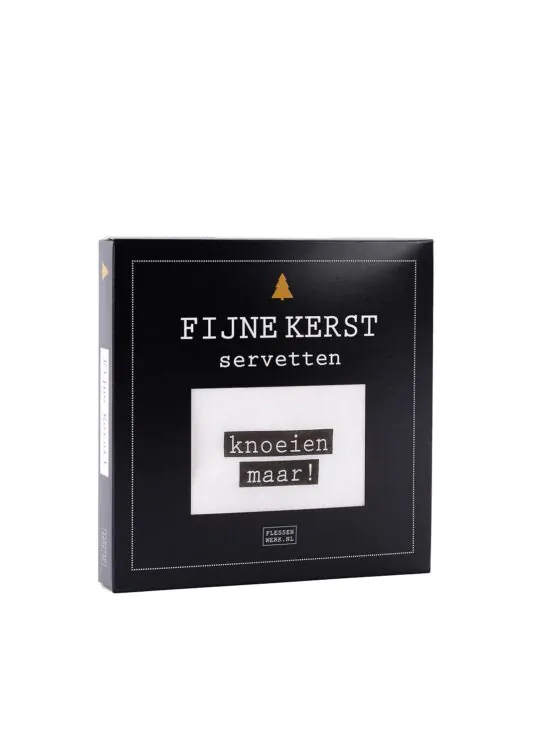 Fijne kerst servetten, knoeien maar! - Doos met bedrukte servetten