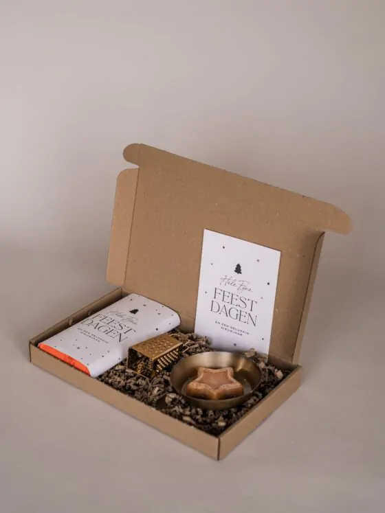Brievenbus kerstcadeau - Amberblokje, schaaltje, rasp & chocolade