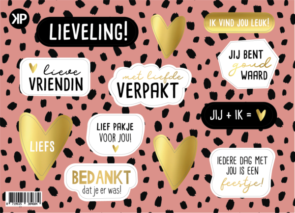 Stickervel - Lievelings - Zwart, wit & goud