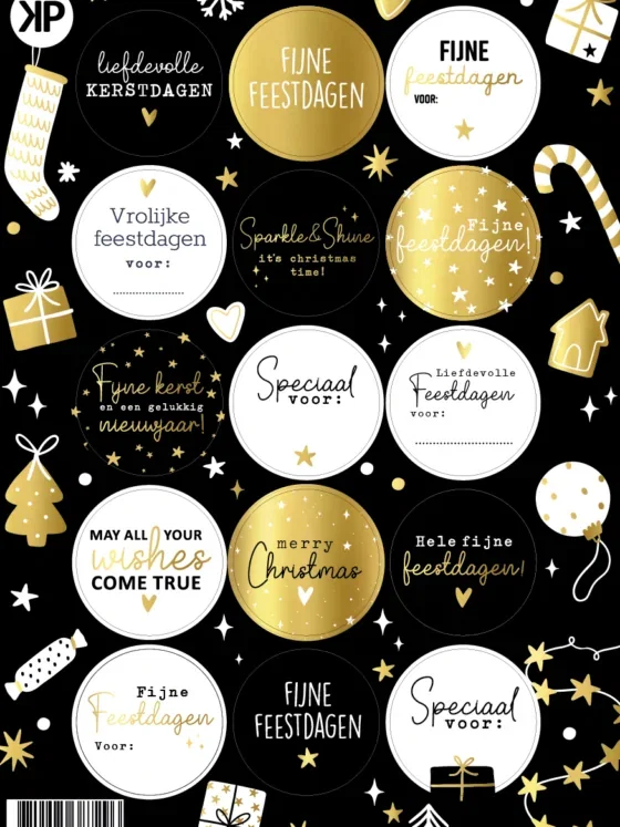 Stickervel - Kerst luxe - Zwart, wit & goud