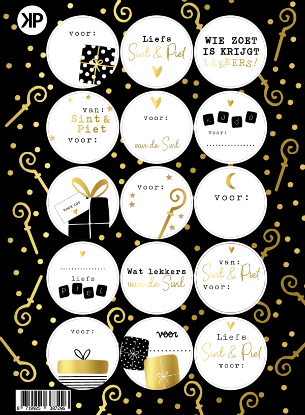 Stickervel - Sinterklaas luxe - Zwart, wit & goud