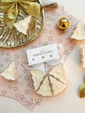 Waxinelichtjes kerstboom – Set van 4 voor gezellige feestdagen