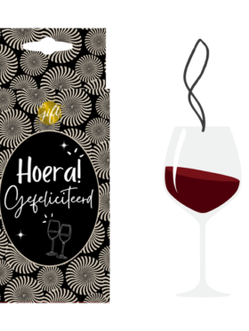 Autogeurhanger Wijnglas - Van harte gefeliciteerd Autogeurhanger Wijnglas - Van harte gefeliciteerd