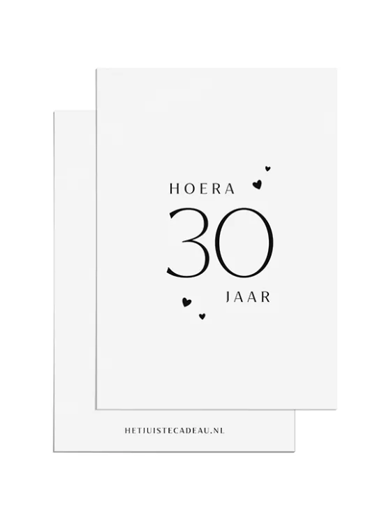 Ansichtkaart felicitatie - Hoera 30 jaar - Hartjes